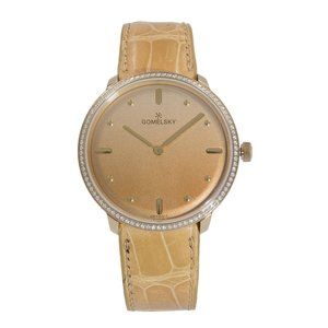 Gomelsky Audry Steel Tan Dial Diamond Bezel Quartz